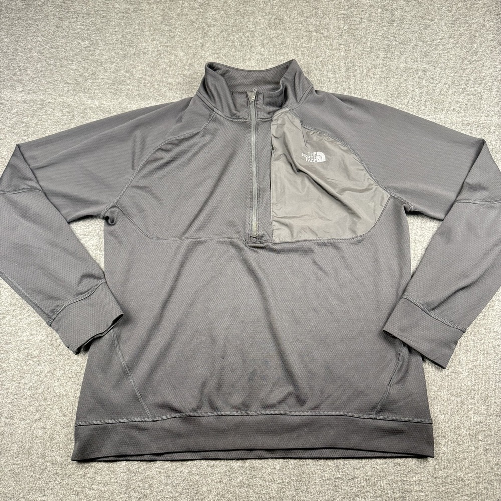 North Face Pullover Mens Large Black Quarter Zip FlashDry Outdoor Hiking Climb